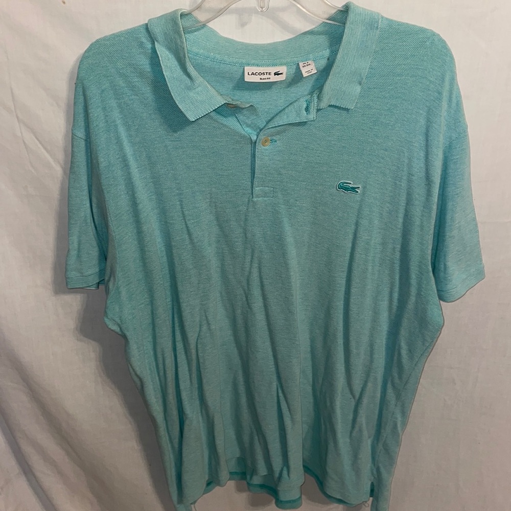 Lacoste Shirt Men 3XL Green Polo Sport Short Sleeve 100% Cotton